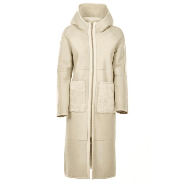                  Top Quality Real Leather Jacket Lightweight Comfortable Shearling Coat with Hood Handmade in Italy for Women′s Fashion             