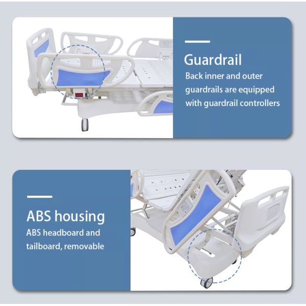 Регулируемая голубая электрическая больничная кровать 770 мм с крышкой