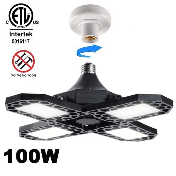 100Watt LED Garage Light with 120° Adjustable Panels and IP66 Rating for Superior Durability