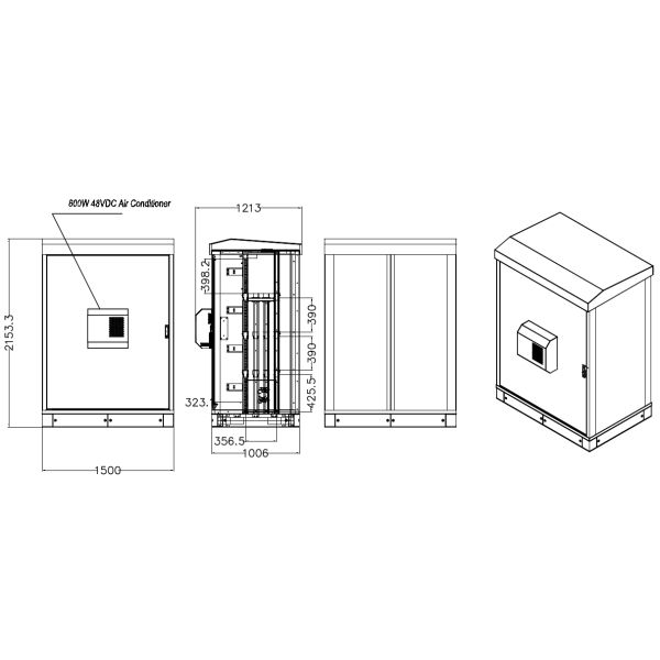 Шкаф IP55 батареи 4 полок на открытом воздухе делает водостойким с аварийным охлаждением