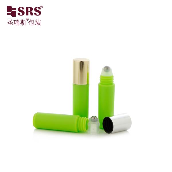 RPA-2ml Opaque Green Custom Color Plastic Bottle With Aluminum Screw Cap Logo Printed Roll on Bottle Sample Packaging