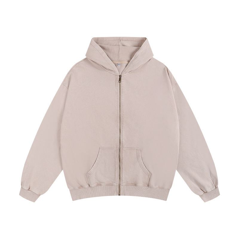 Wax Washed Zip Up Hoodie Cotton Streetwear Oversized Hoodie Oversized For Youth