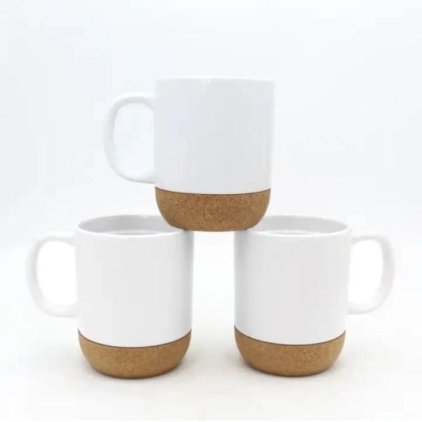 MUGS Custom Logo Eco-Friendly 450ml Ceramic Coffee Mug With Unique Cork Bottom Design