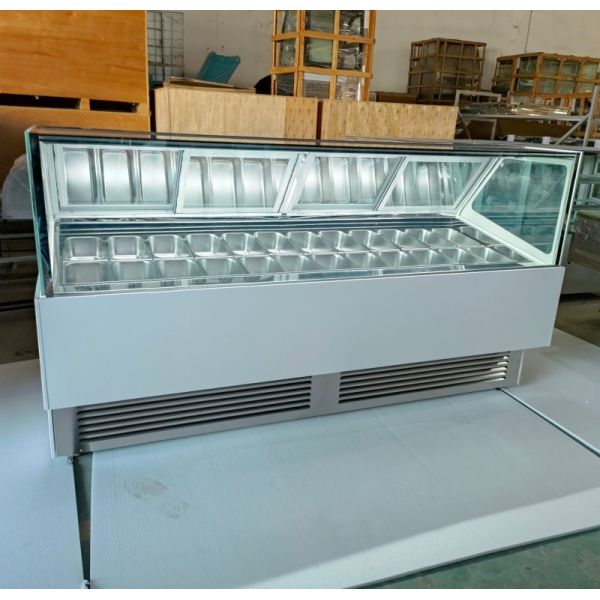 Scoop Ice Cream Pastry Display Fridge Freezer Automatic Defrost 24pcs Pans