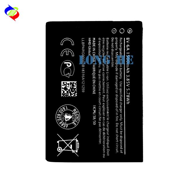 BV-6A 1500mAh Bateria preta para Nokia Banana 2060 3060 5250 C5-03 8110 4G Telefones Móveis
