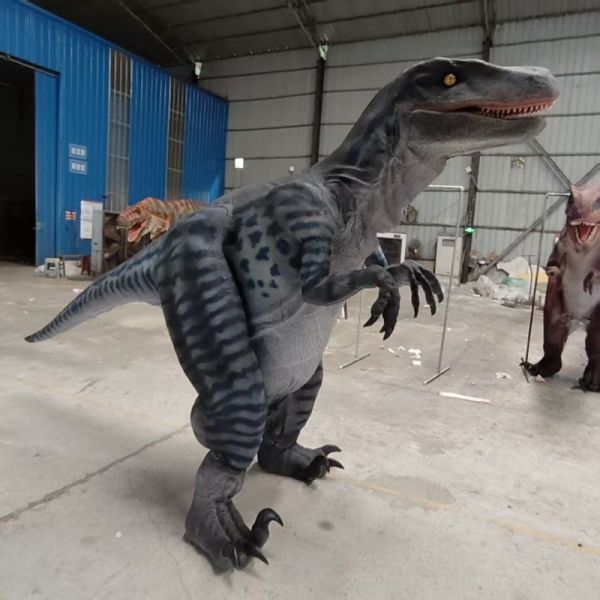 Theme Park Realistic Animatronic Dinosaur Costume Hidden Legs Velociraptor Costume