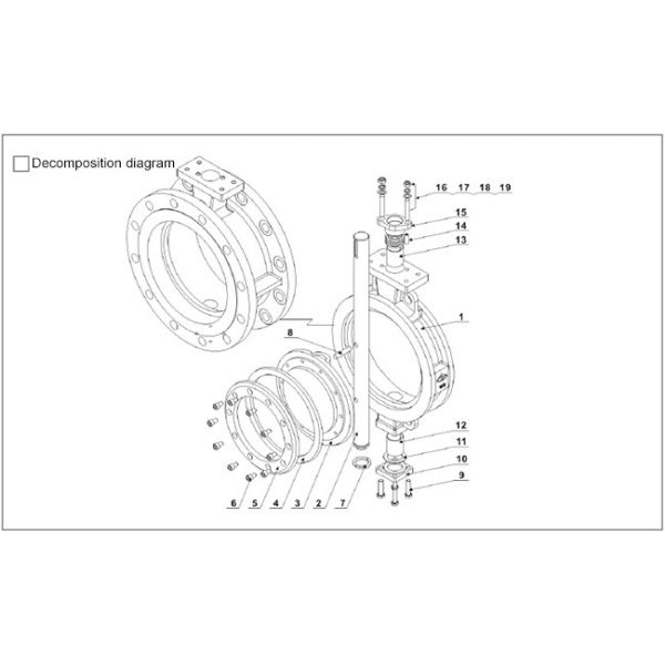 Electric / Manual Instrumentation Control Valves , Triple Eccentric Butterfly Valve Dimensional
