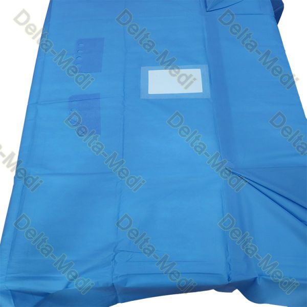 SMS Sterile Reinforced Thyroid Drape With Square Fenestration And Tube Holders