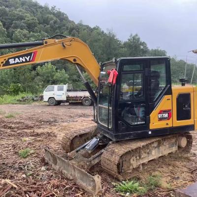 Excavateur Sany SY75 à faible rendement avec soupape hydraulique d'origine et 0-2000 heures de travail
