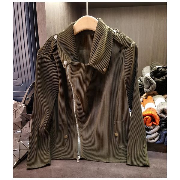 High-End Retro Street Style Women's Motorcycle Jacket Elegant Casual Large Lapel Zipper Long Sleeve Solid Sheep Skin for Autumn