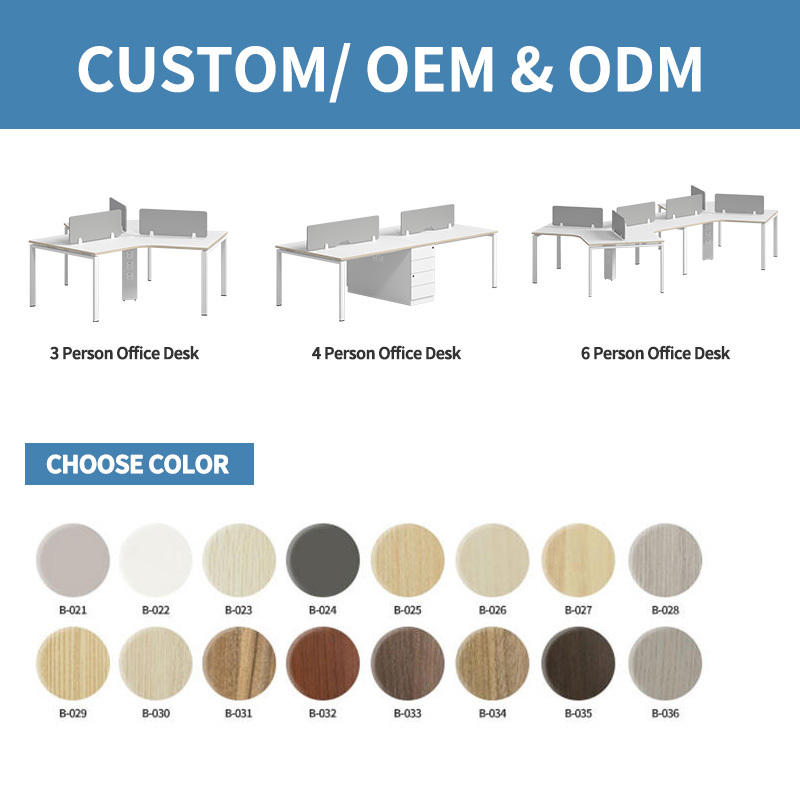 Modular Workstation Desk with 25mm Thick Desktop and 2 4 6 Seater Configurations in Melamine Board
