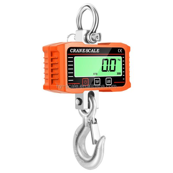 Balance de grue numérique de 2 tonnes avec coque en aluminium et acier inoxydable, télécommande alimentée par batterie, rétroéclairage LCD, orange et bleu