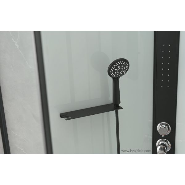 Stylish black paint aluminum alloy frame shower cabin with  Glass roof mirror and tray