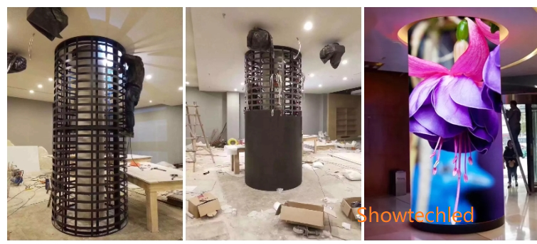 Дисплей СИД цилиндра магазина 15KG магазина экрана СИД P2.5mm 1000cd/Sqm крытый гибкий
