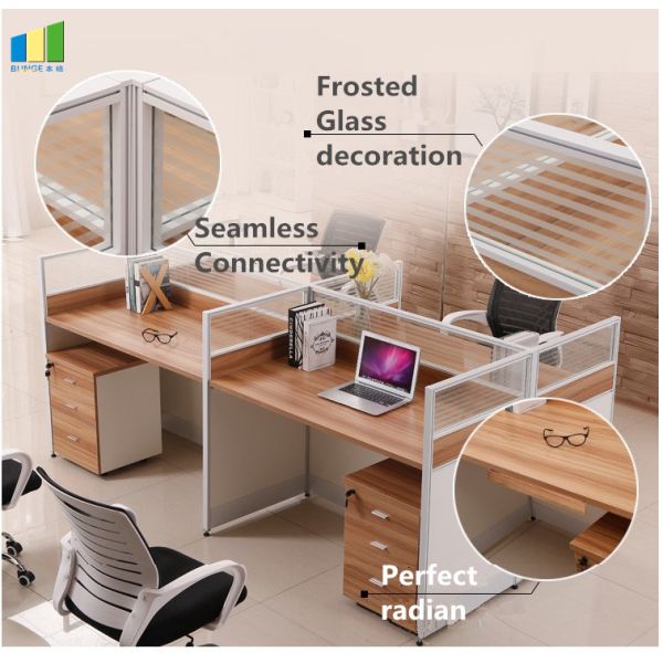 Commercial Office Furniture Partitions / MFC Panel 4 Seater Conference Table