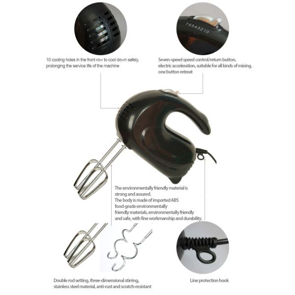 220V 150W Stand Mixers Electric Egg Beater Whisk Stainless Steel Double Rod