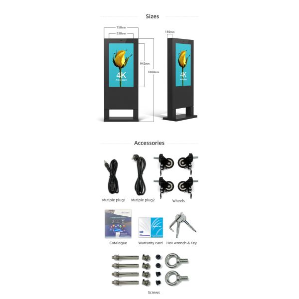 4K HD Waterproof Lcd Floor Standing Digital Signage Billboard Outdoor Advertising Screen
