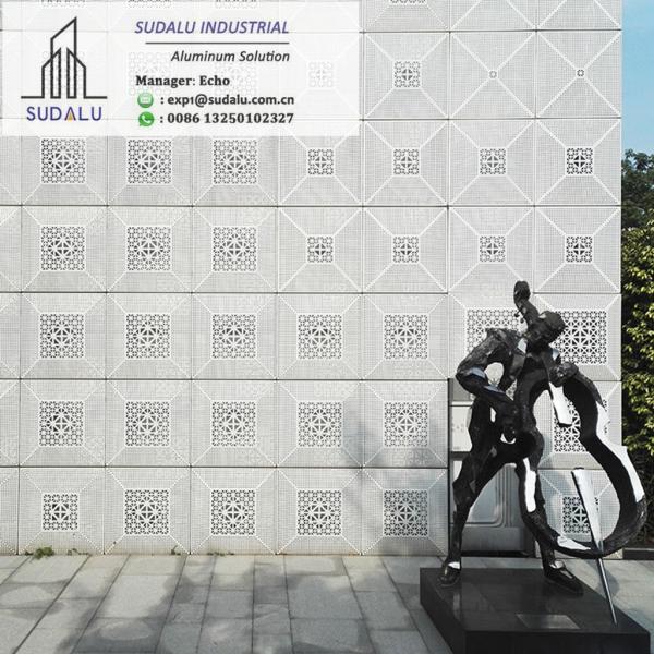 SUDALU RAL PDVF Colour Aluminum 3D Perforated Exterior Panel Metal cnc Curvel Panel for Facade Cladding Wall