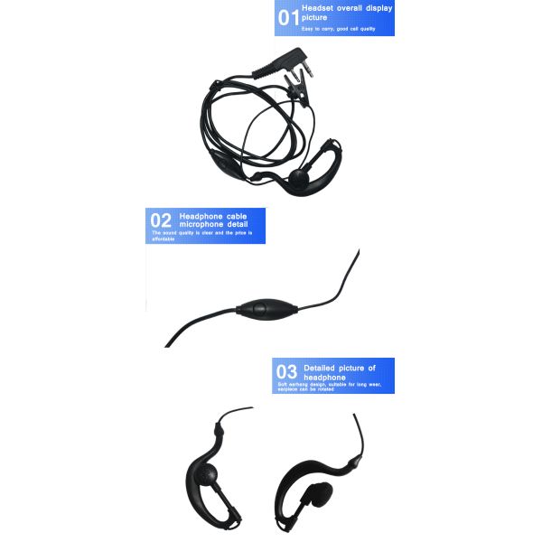 Baofeng Compatible Walkie-talkie Headset 403-470HZ Frequency Range 5km Talk Range K Head