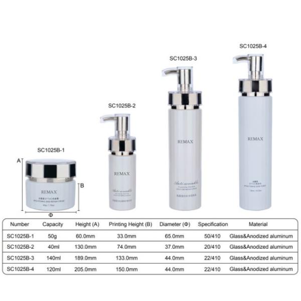 40 ml/120 ml/140 ml/50 g Vidro Transparente cilíndrico Liso com Golde bomba para frasco de embalagem cosmética