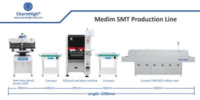 Línea de producción SMT mediana, 6 cabezales TC06 Ensamblaje completo de PCB Fabricación de PCBA