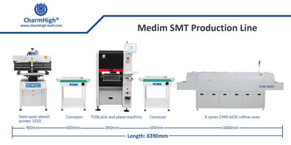 Medium SMT Production Line , 6 heads TC06 Semi-auto PCB Assembly PCBA Manufacturing