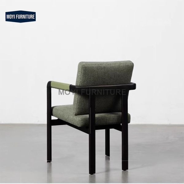 Modern Nordic Style Solid Wood Dining Chair with Armrests Comfortable Soft Cushion for Hotel Restaurant Outdoor or Indoor Use