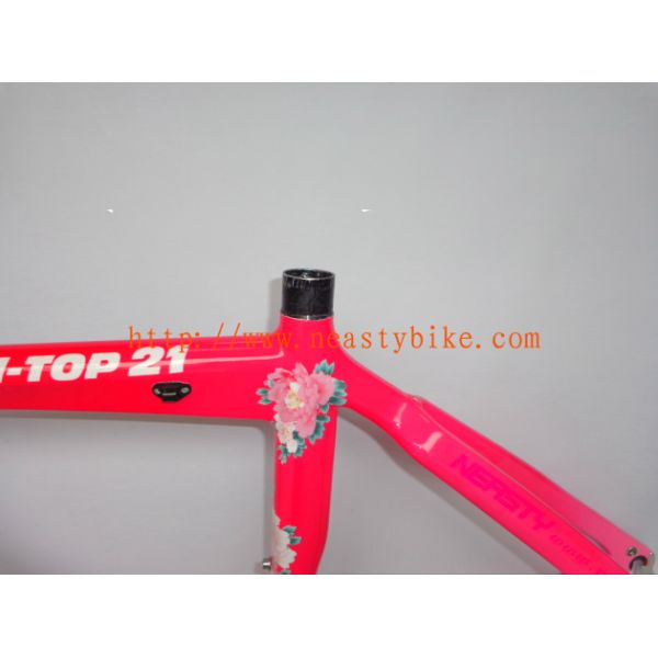 RB-NT11 carbon frame 48CM road bike frame with decal peony flower (pink)