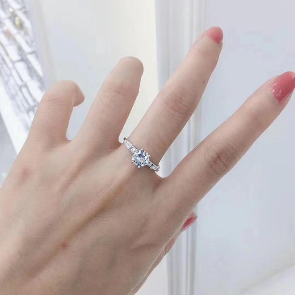 Sparkling Round Clear 925 Sterling Silver Cubic Zirconia Band Ring CZ for Engagement