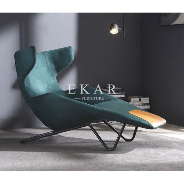 Green Velvet Fabric or Leather Armrest Modern Design Leisure Chair