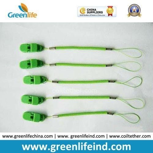 Green Big Plastic Alligator Clip with Slim Coil Cord Anti Wind Rope for Hat