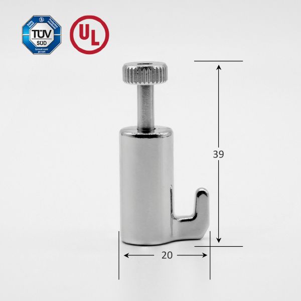 Adjustable Hooked Cable Gripper For Picture / Artwork Display With Nickel Finish