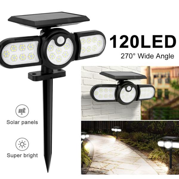 2400mAh 120LED USB Rechargeable Motion Sensor Light Three Head 140COB