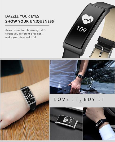 Luxury leather strap smart wristband C9 assistive touch screen heartrate pedometer bracelets