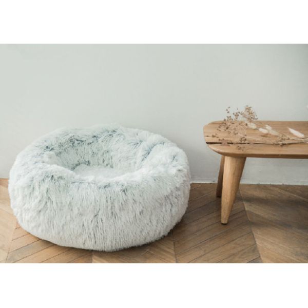 Soft Plush Round Donut Faux Fur Washable Dog Bed 23.6 Inch 60cm