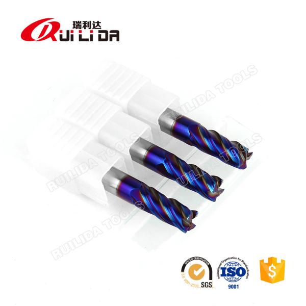 10mm 3/8 Carbide Corner Radius End Mills For Cutting Hardened Steel 4 Flute HRC65 .125 Radius
