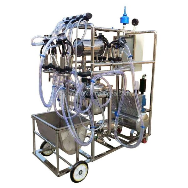 HL-JN03C Mobile 4 Bucket Milking Machine with 25 Litre Milk Bucket for 40-50 Cows Productivity