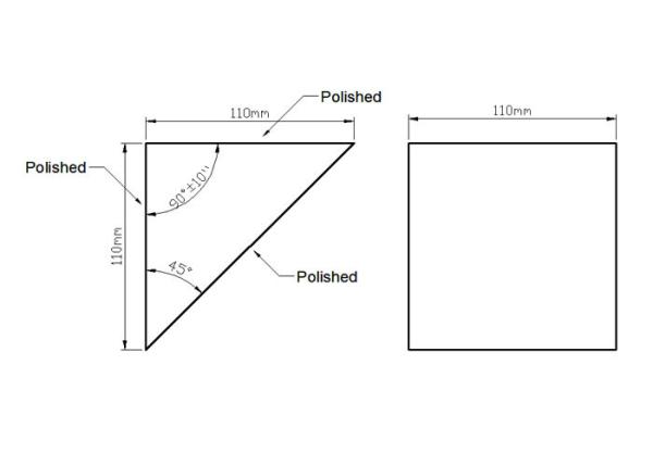 Customized Infrared Prism , 110mm Side Length Right Angle Silicon Prisms