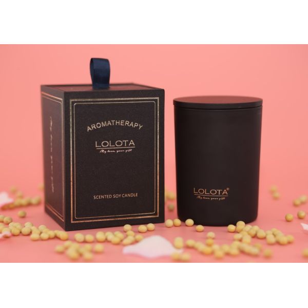 Soy Wax Home Scented Candles Matte Black Glass Bottle With Luxury Gift Box
