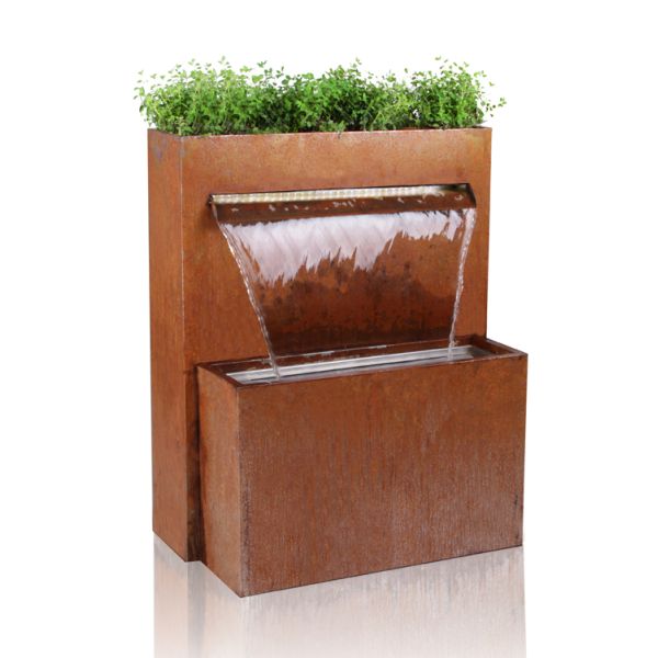 Modern Large Outdoor Corten Steel Water Fountain Customized