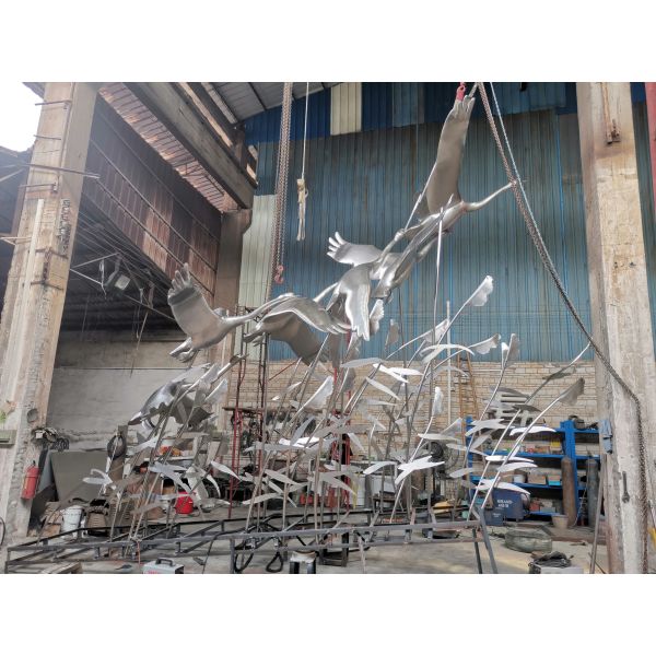 Big Geese Large Outdoor Metal Sculpture Square Life Size Bronze Statues