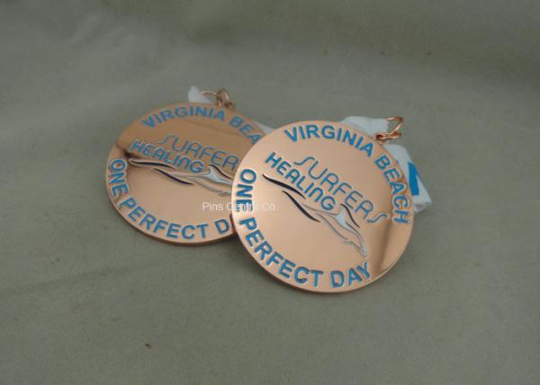Zinc Alloy Award Ribbons Medals , Eco Friendly Award Medals For Kids