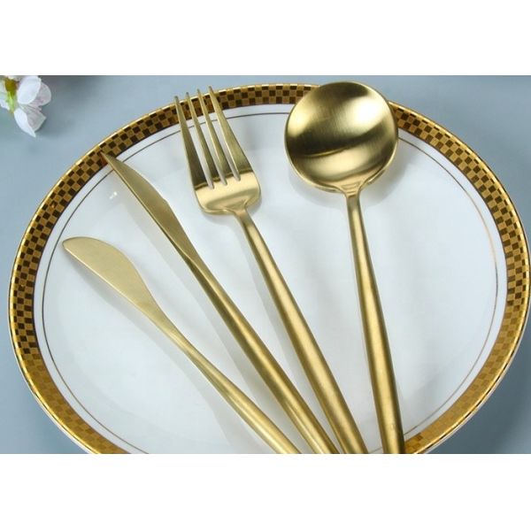 Fadeless Luxury Matte Gold SS304 Fork Knife Spoon Set