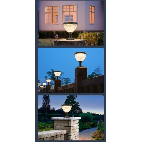 Solar Energy Column Head Lamp for Outdoors Patio Pathway Landscape Illumination Needs