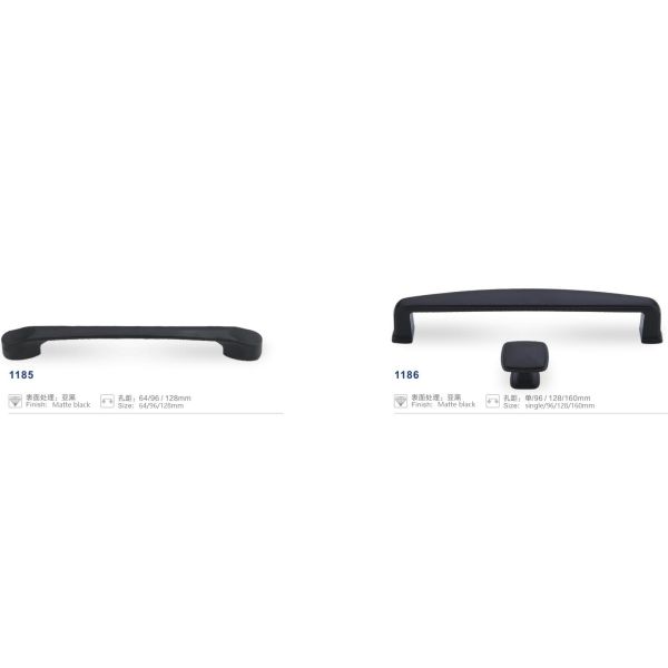 Zinc Alloy Matte Black Door And Cabinet Handles Amercian Style Various Size