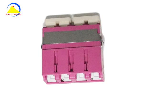 LC UPC MM OM4 Quad Fiber Optic Adapter Zirconia Sleeve With Internal Shutter