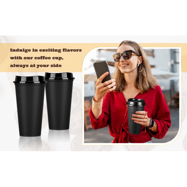 16oz BPA Free Personalized Reusable Plastic Coffee Cups With Lids