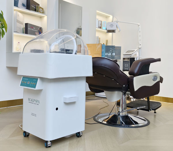 Máquina de spa capilar con fragancia calmante para salón, 1500W, tecnología de ciclo de agua hidratante