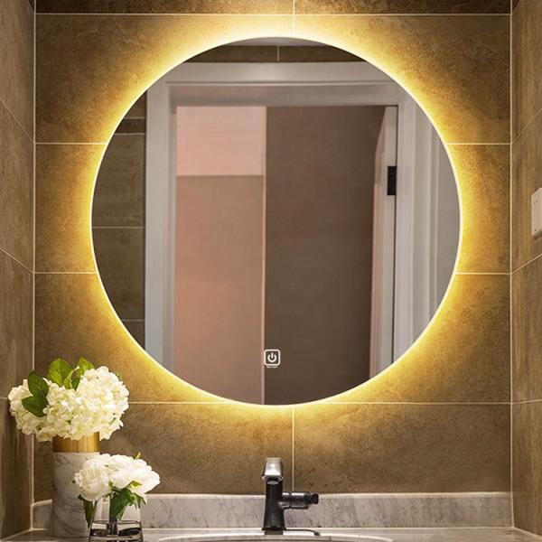 3200K Round Backlit LED Mirror Customized Smart Touch LED Mirror Silver