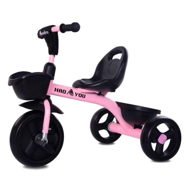 Доступный для детей трехколесный красный велосипед с стальными рулевыми и без подвески